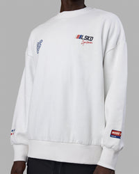 Man wearing Unisex Redline Sweater Oversize - White-Navy