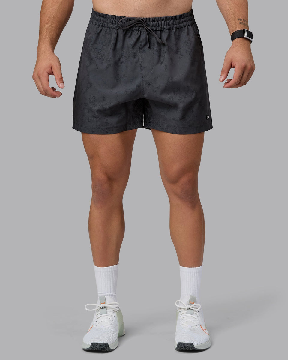 Man wearing Rep 5" Performance Shorts - Digital Camo Pirate Black