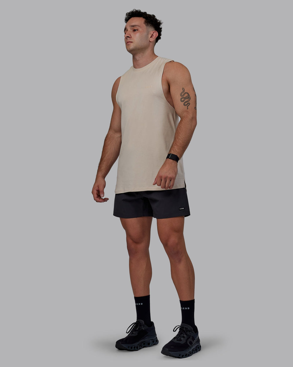 Man wearing Rep 5" Performance Shorts - Pirate Black