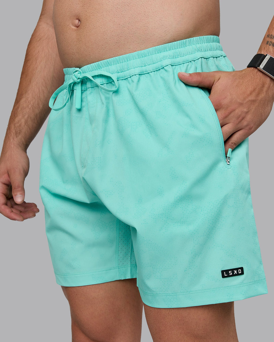 Man wearing Rep 7&quot; Performance Shorts - Digital Camo Cockatoo