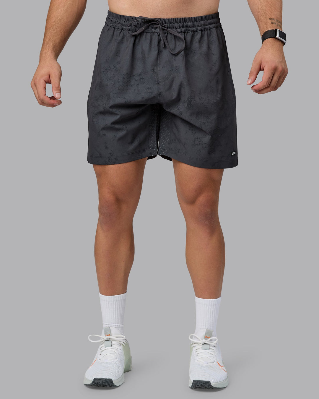 Man wearing Rep 7&quot; Performance Shorts - Digital Camo Pirate Black