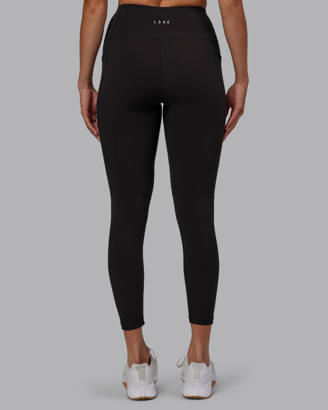 Woman wearing Rep 7/8 Length Leggings - Pirate Black-White