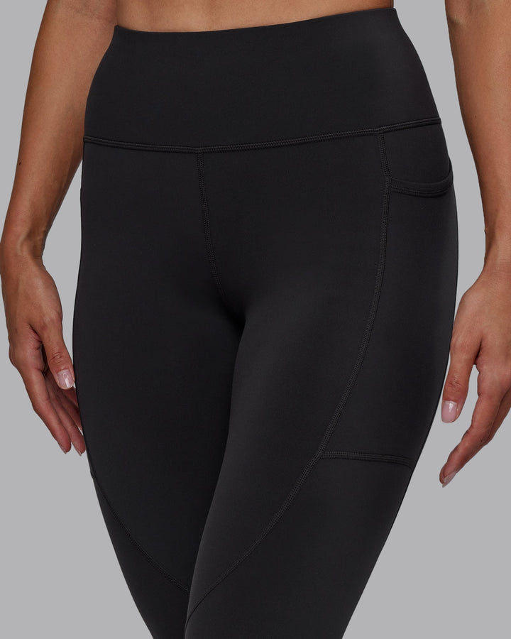 Woman wearing Rep Full Length Leggings - Pirate Black-White
