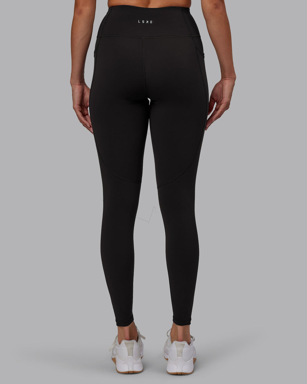 Woman wearing Rep Full Length Leggings - Pirate Black-White