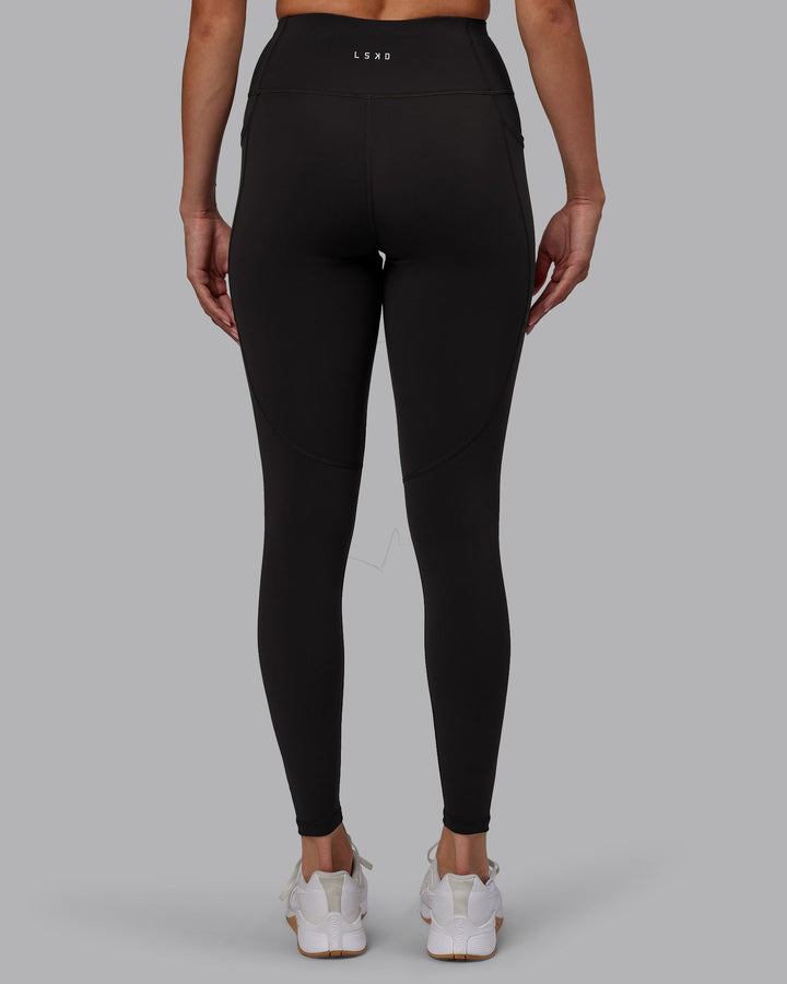 Woman wearing Rep Full Length Leggings - Pirate Black-White
