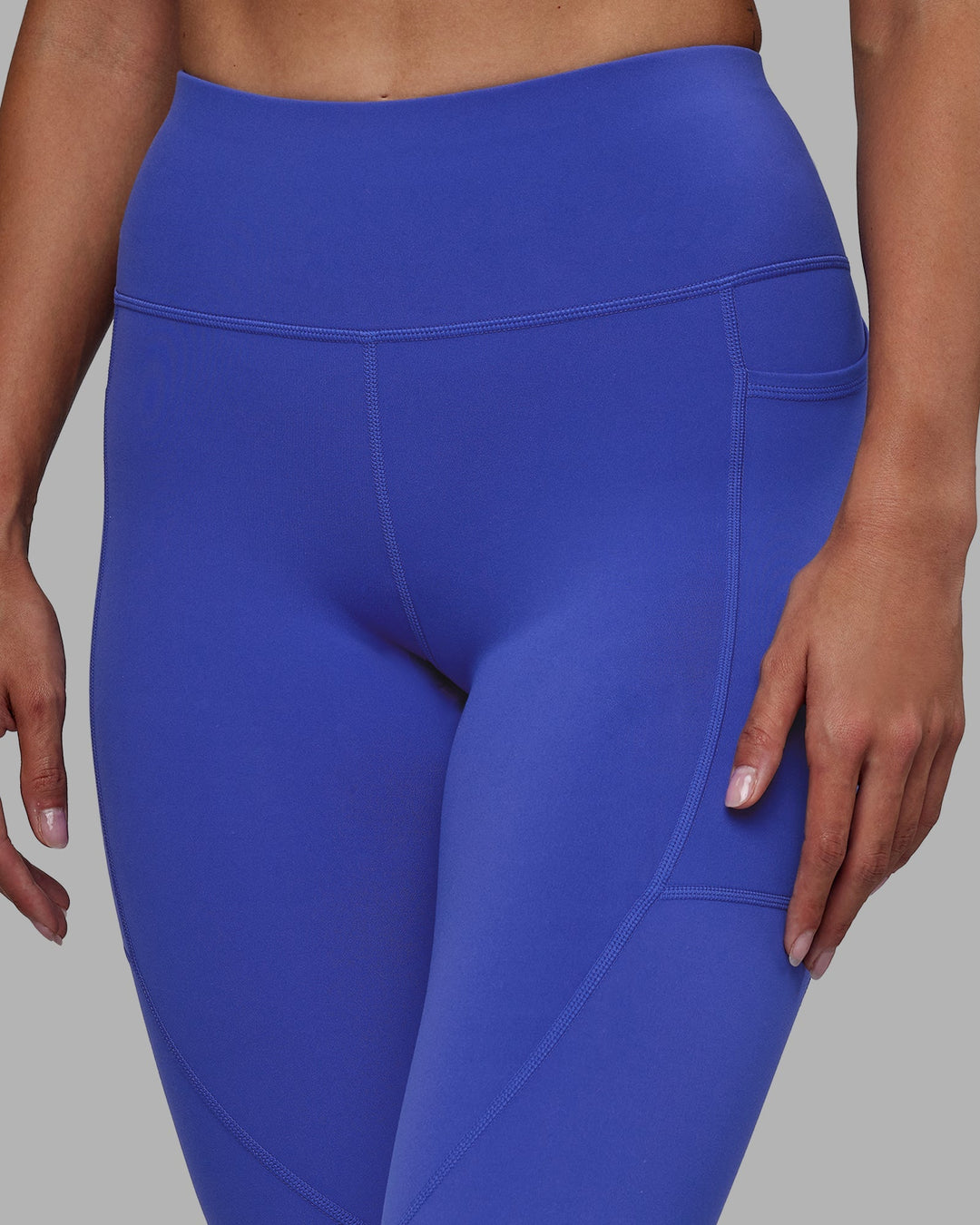 Woman wearing Rep Full Length Leggings - Power Cobalt-White