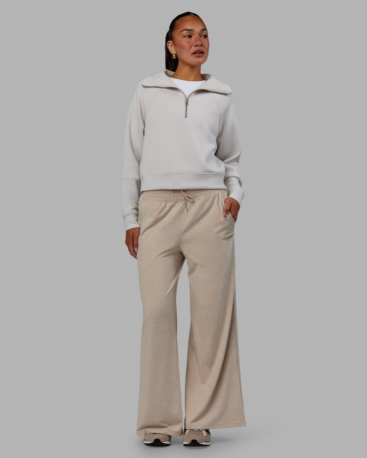 Woman wearing Restore CloudFLX Wide Leg Pants - Oatmeal Marl
