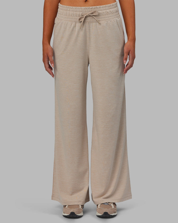 Woman wearing Restore CloudFLX Wide Leg Pants - Oatmeal Marl
