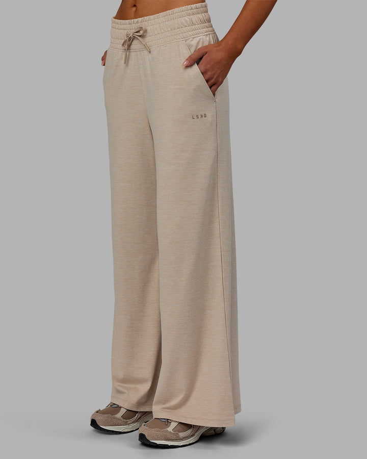 Woman wearing Restore CloudFLX Wide Leg Pants - Oatmeal Marl
