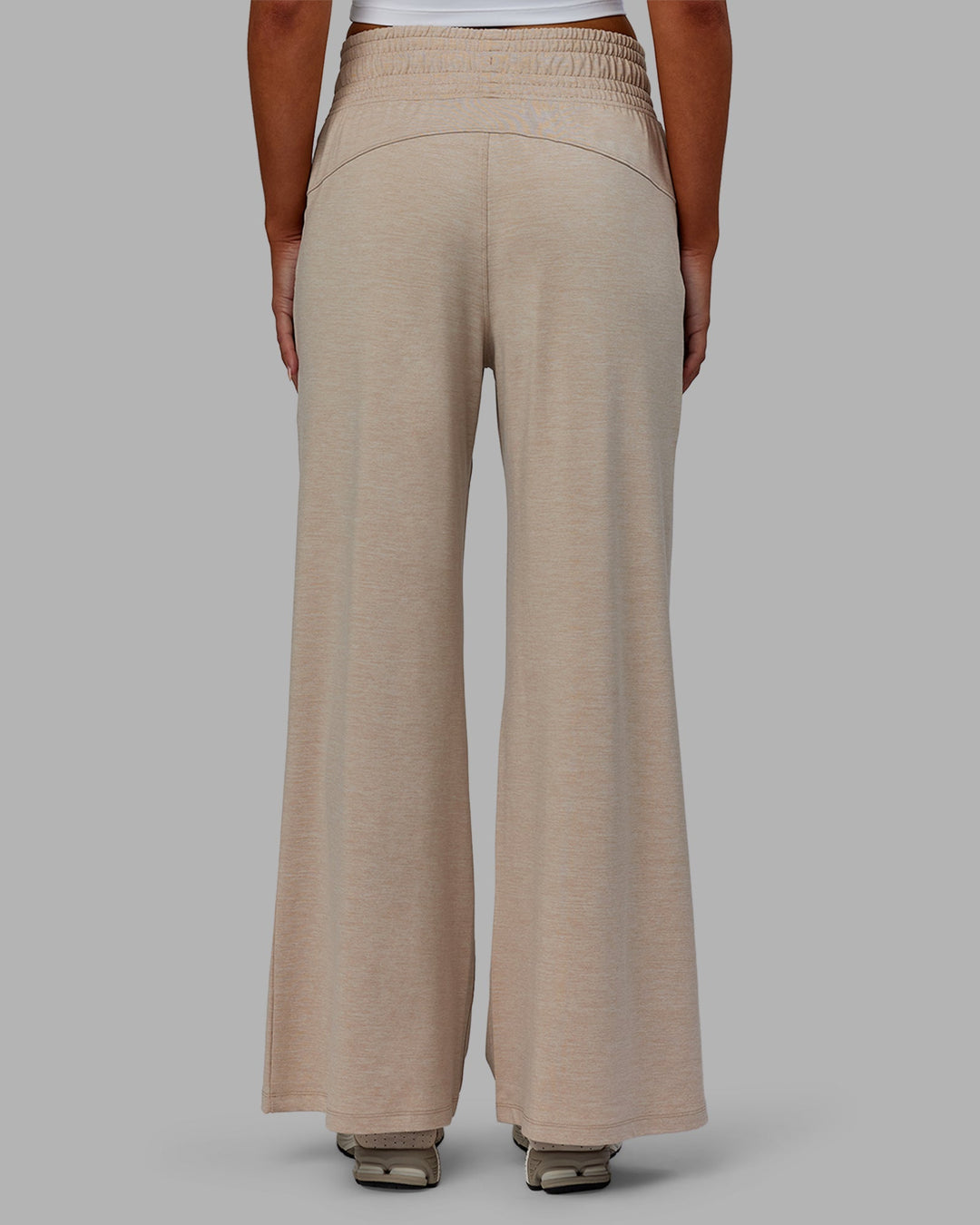 Woman wearing Restore CloudFLX Wide Leg Pants - Oatmeal Marl