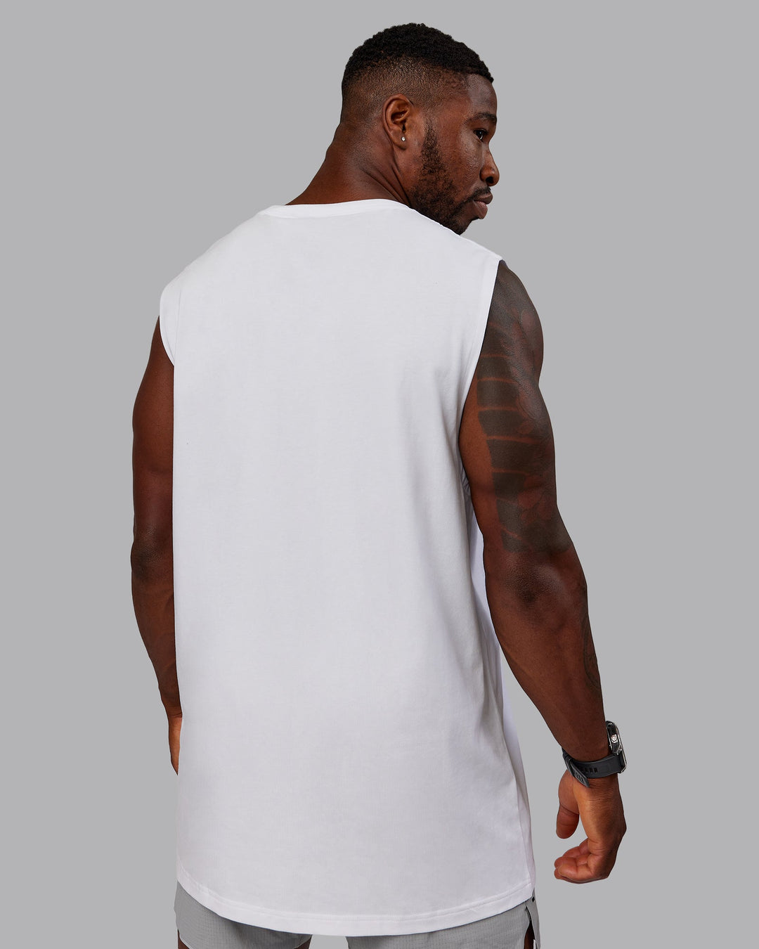 Man wearing Rover FLXCotton Tank - White-Black