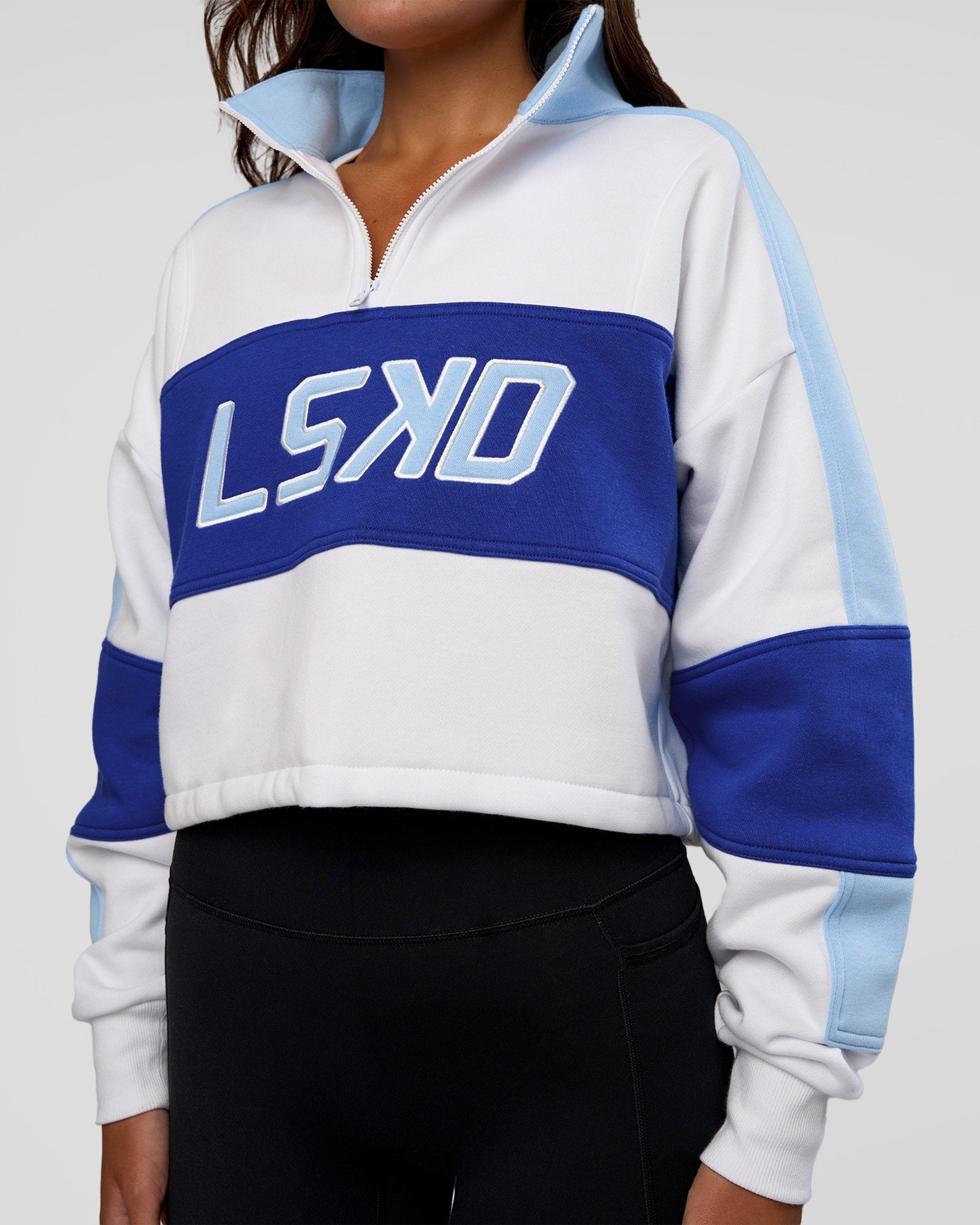 Slam Quarter Zip Sweater - White-Electric Indigo – LSKD US
