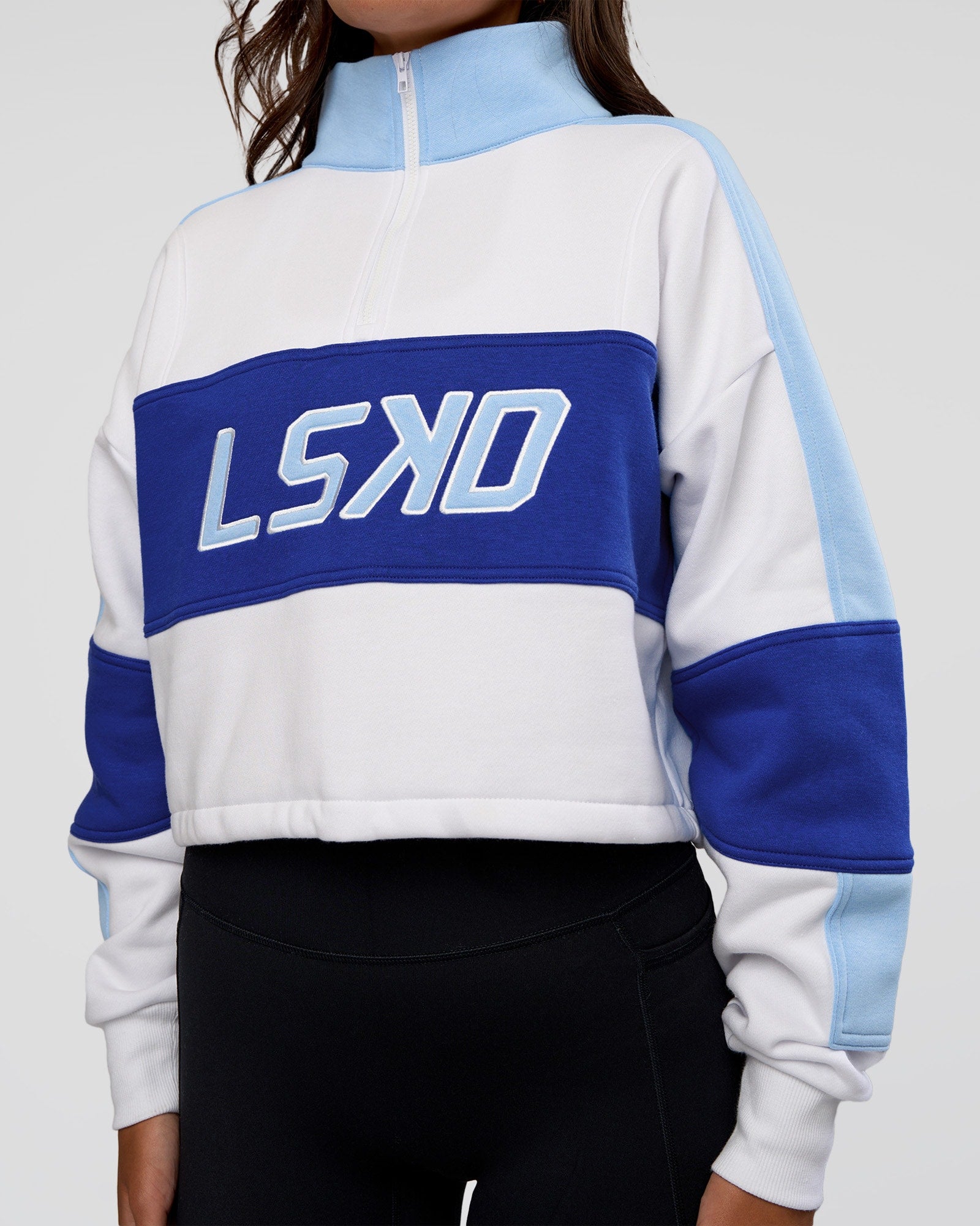 Slam Quarter Zip Sweater - White-Electric Indigo – LSKD US