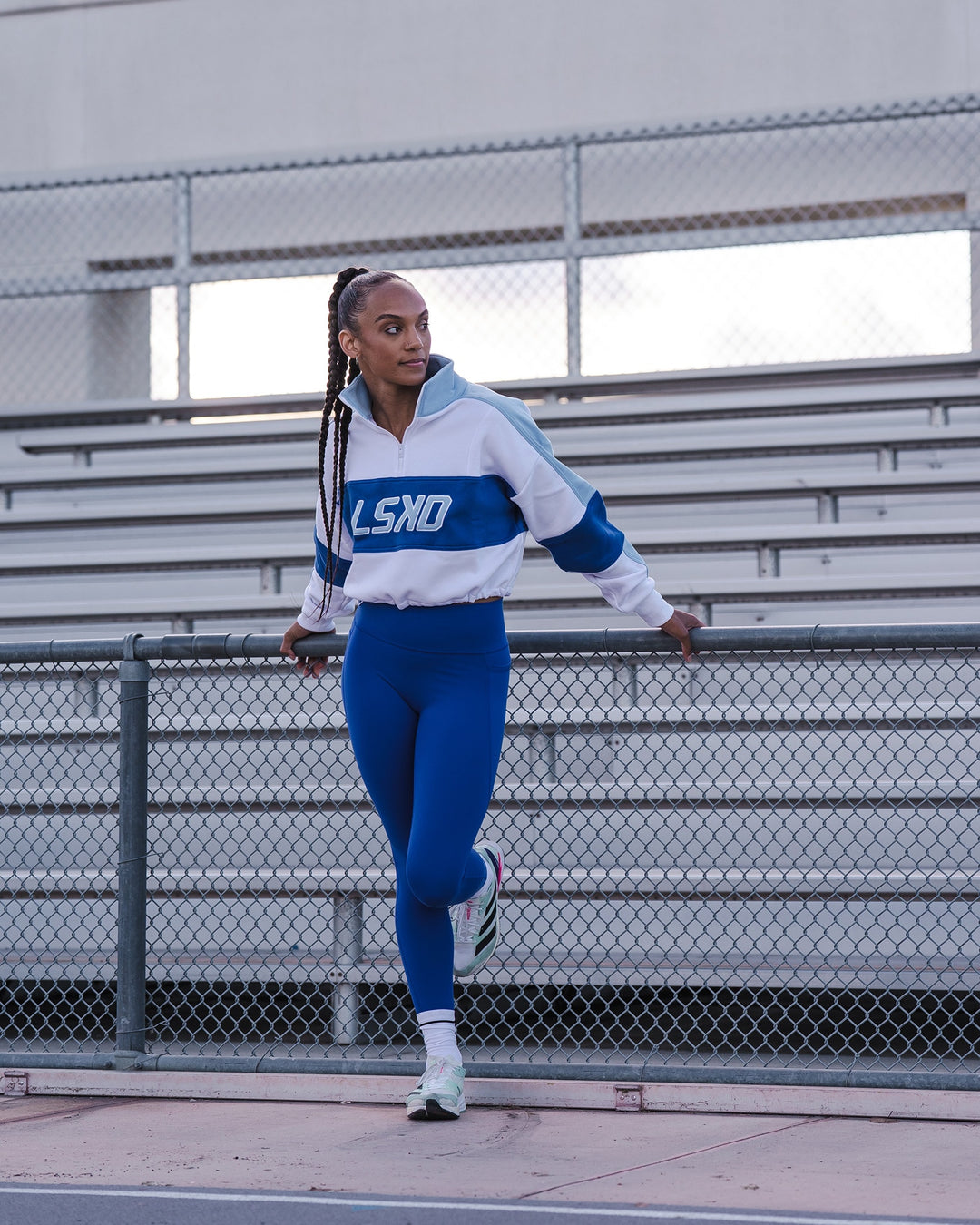 Slam Quarter Zip Sweater - White-Electric Indigo
