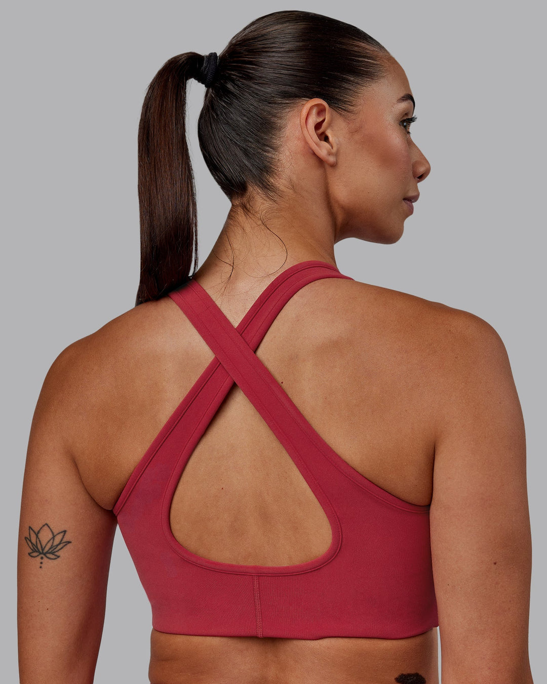 Woman wearing Stamina Sports Bra - Claret