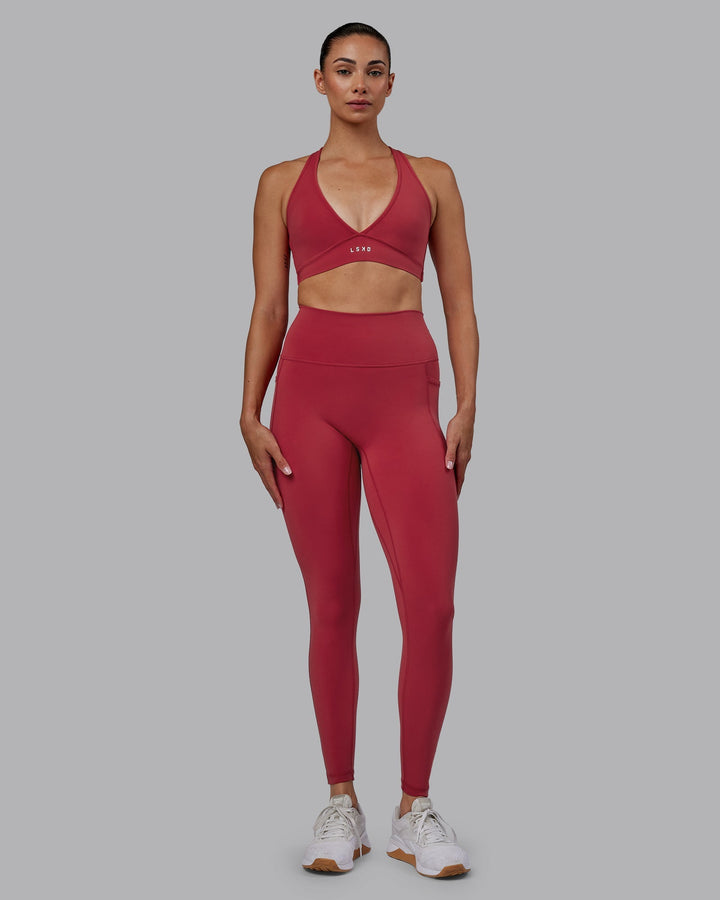 Woman wearing Stamina Sports Bra - Claret
