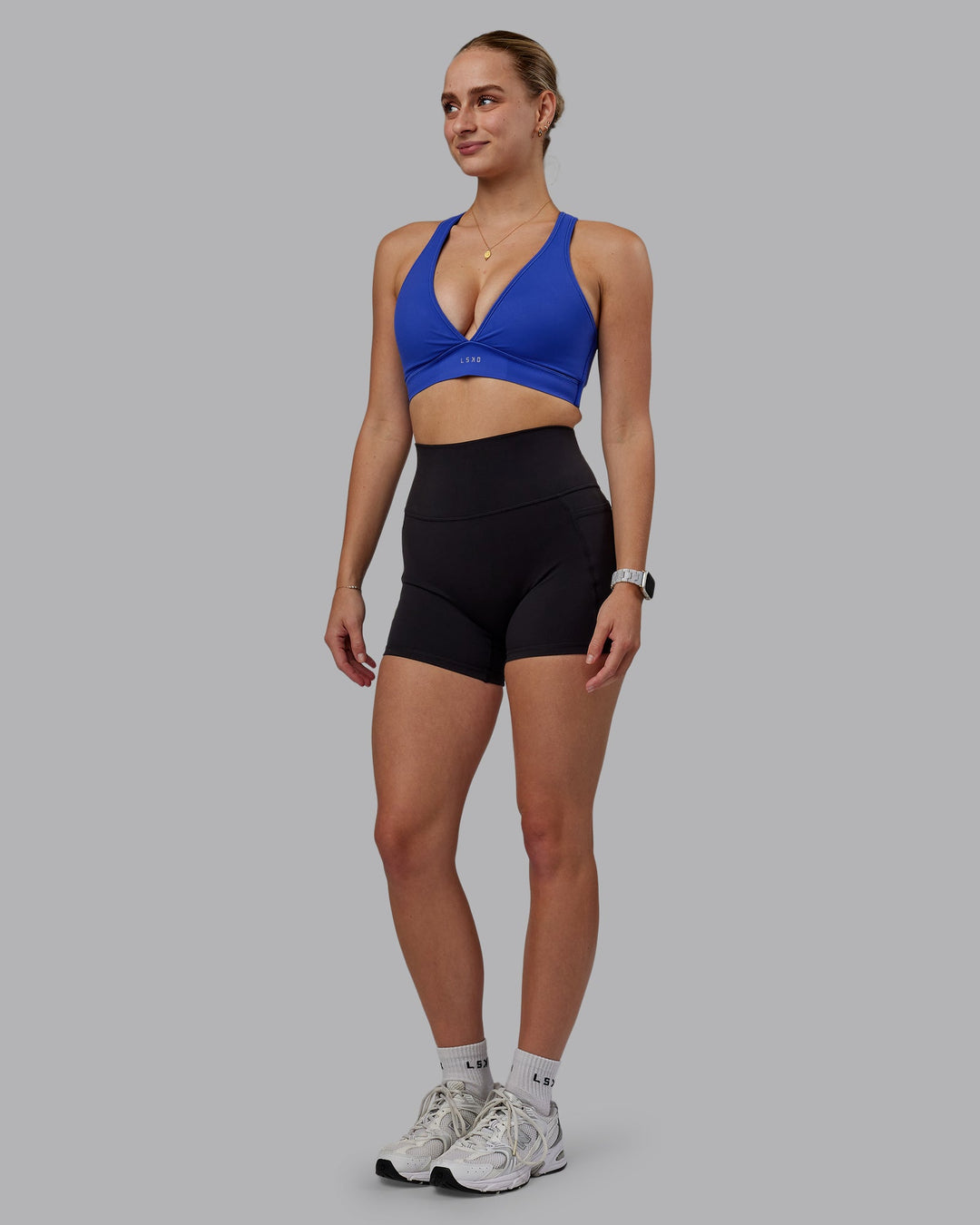 Woman wearing Stamina Sports Bra (D/DD/E) - Power Cobalt