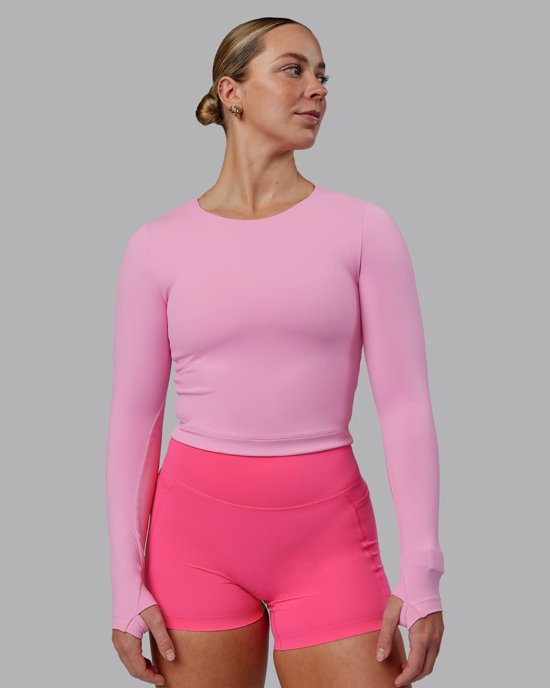 Staple Long Sleeve Cropped Tee - Bubblegum