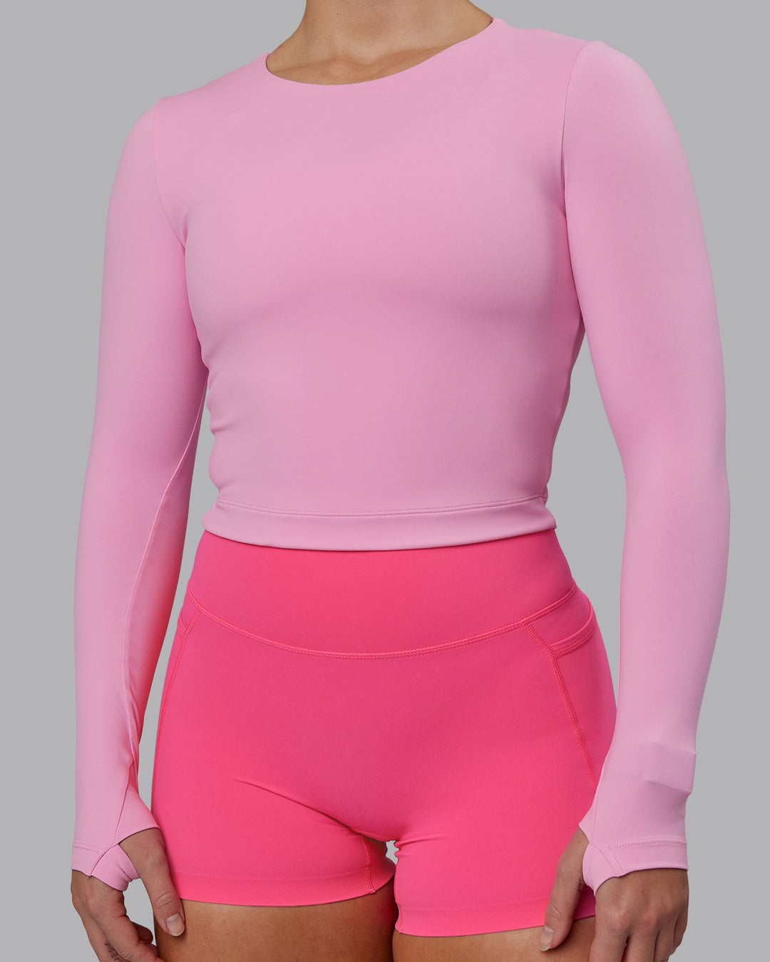 Staple Long Sleeve Cropped Tee - Bubblegum