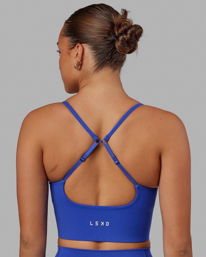 Woman wearing Streamline Bra - Power Cobalt
