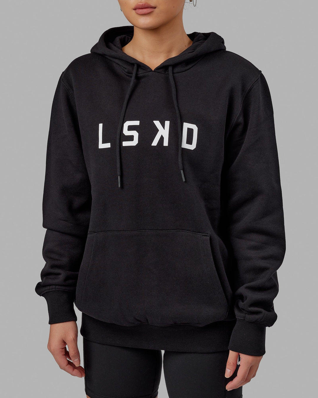 Woman wearing Unisex Structure Hoodie - Black-White