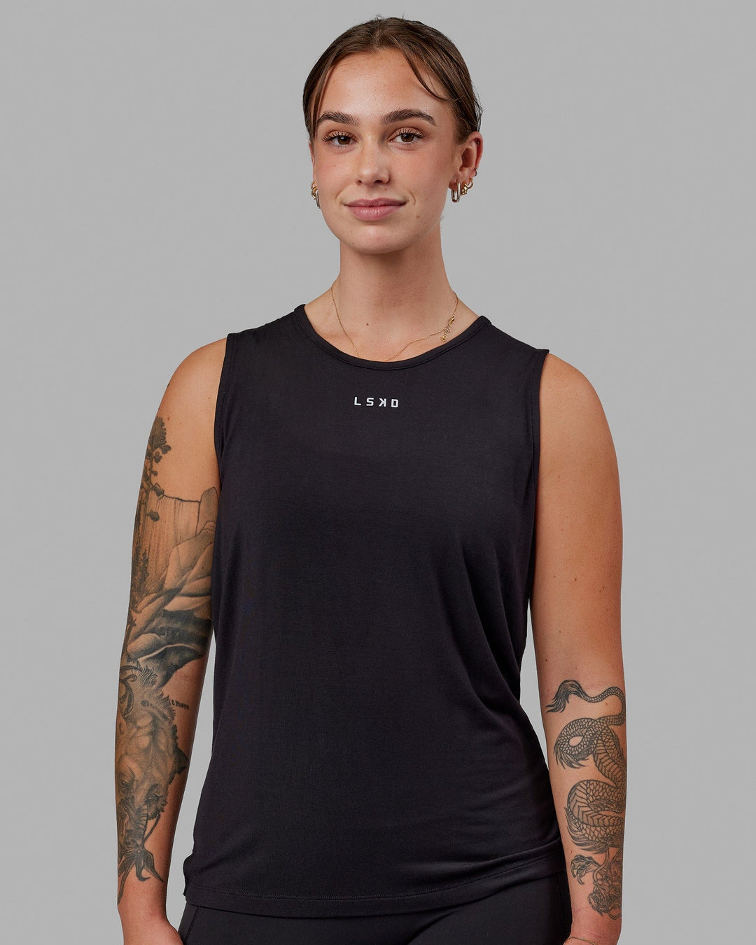 Swivel Open Back Tank - Black