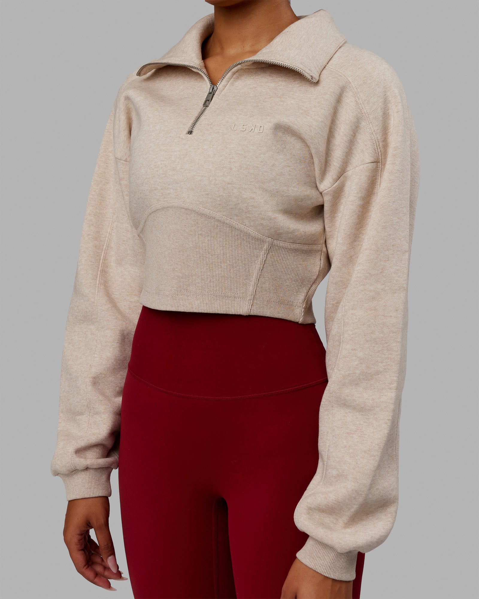 Thrive Corset 1/4 Zip Sweater - Oatmeal Marl | LSKD – LSKD US