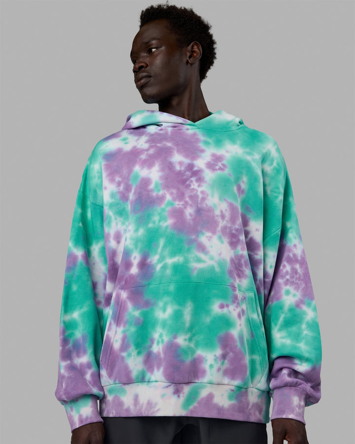 Man wearing Unisex Lifting Club Hoodie Oversize - Cockatoo-Tie Dye
