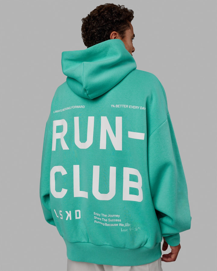 Unisex Love The Run Hoodie Oversize - Aquatic Awe-White