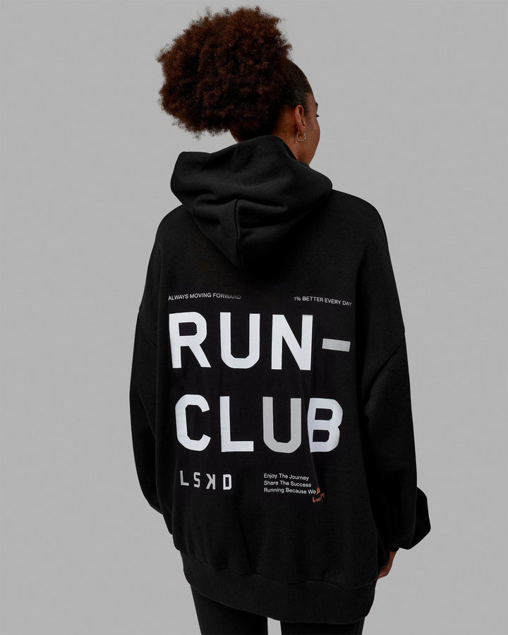 Unisex Love The Run Hoodie Oversize - Black-White
