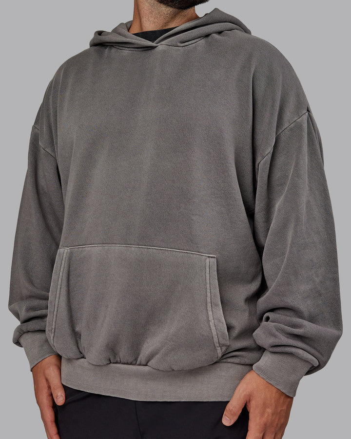 Man wearing Unisex Miami25 Washed Hoodie Oversize - Storm Front
