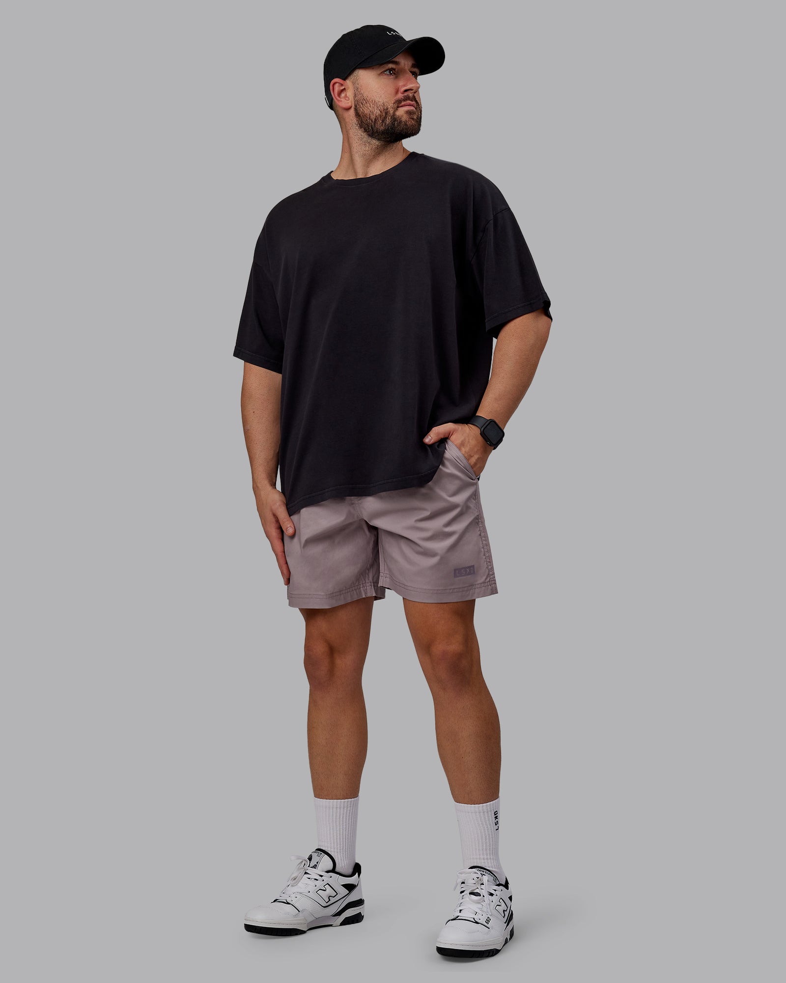 Unisex Washed Pressure Heavyweight Tee Oversize - Black-White