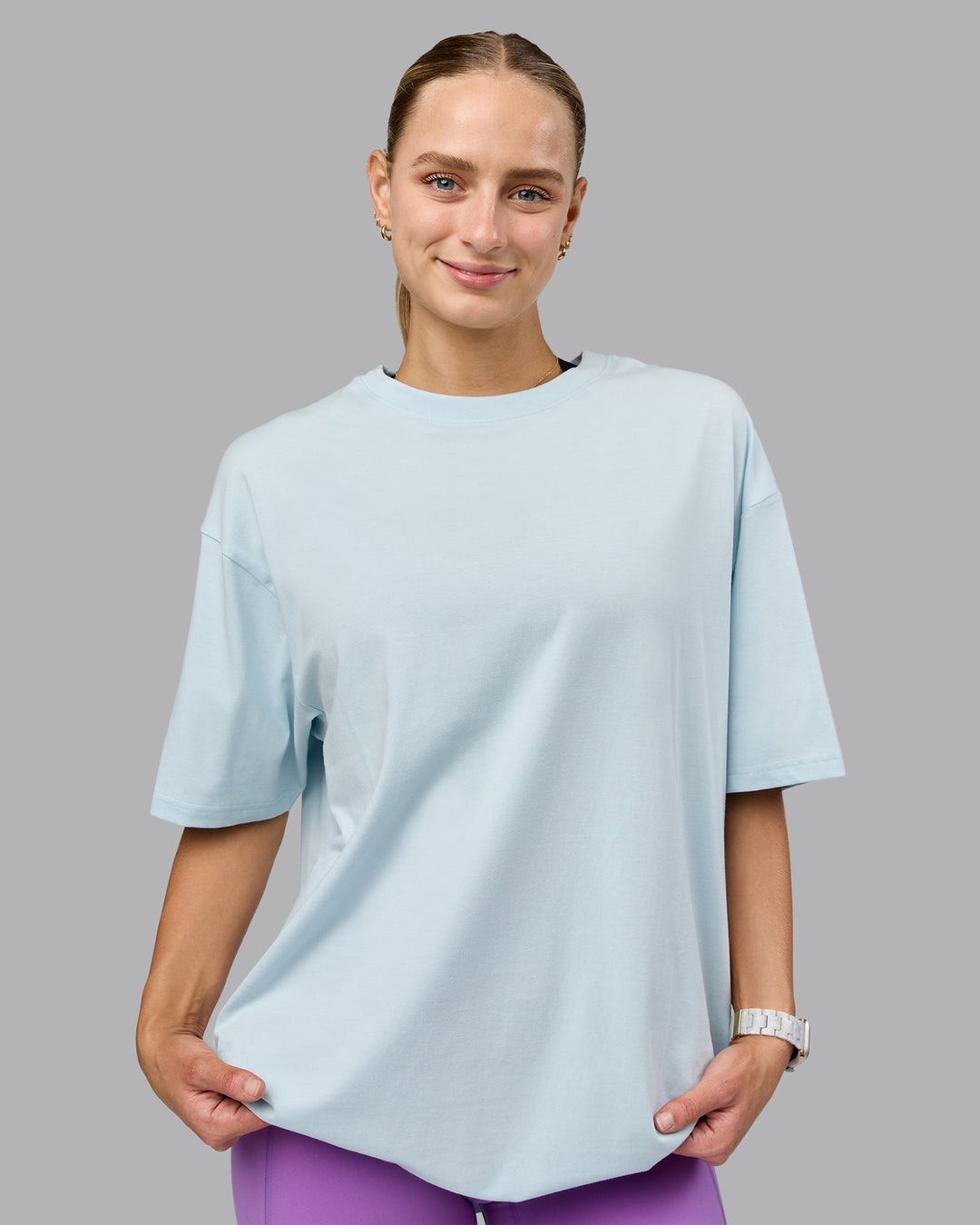 Unisex Push Boundaries FLXCotton Tee Oversize - Light Cyan-White