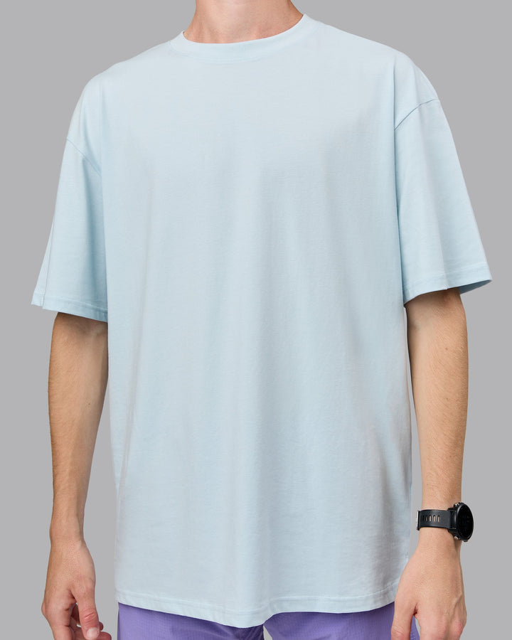 Unisex Push Boundaries FLXCotton Tee Oversize - Light Cyan-White
