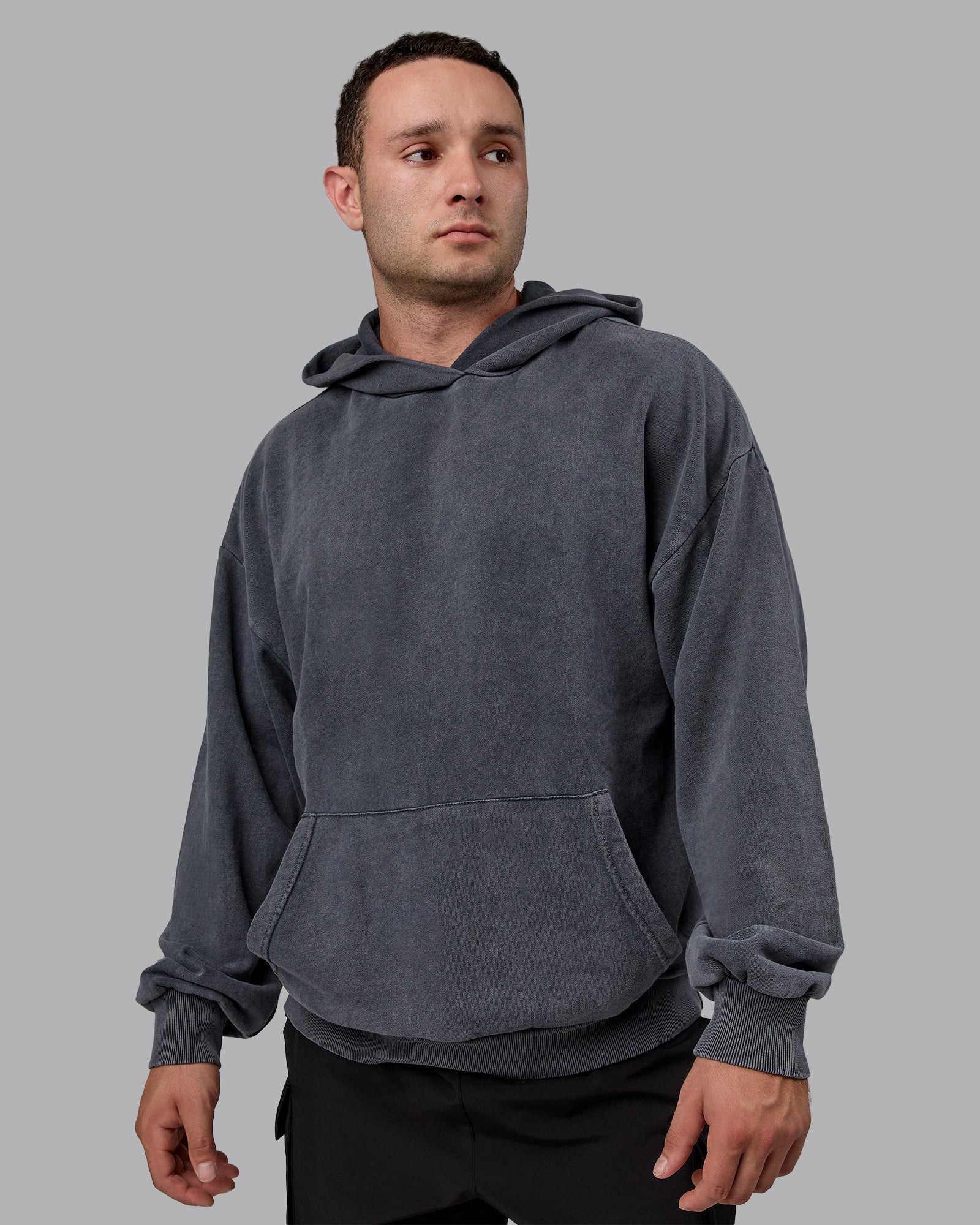 Unisex Set the Standard Washed Hoodie Oversize - Black-Greyish Purple Unisex Set the Standard Washed Hoodie Oversize - Black-Greyish Purple