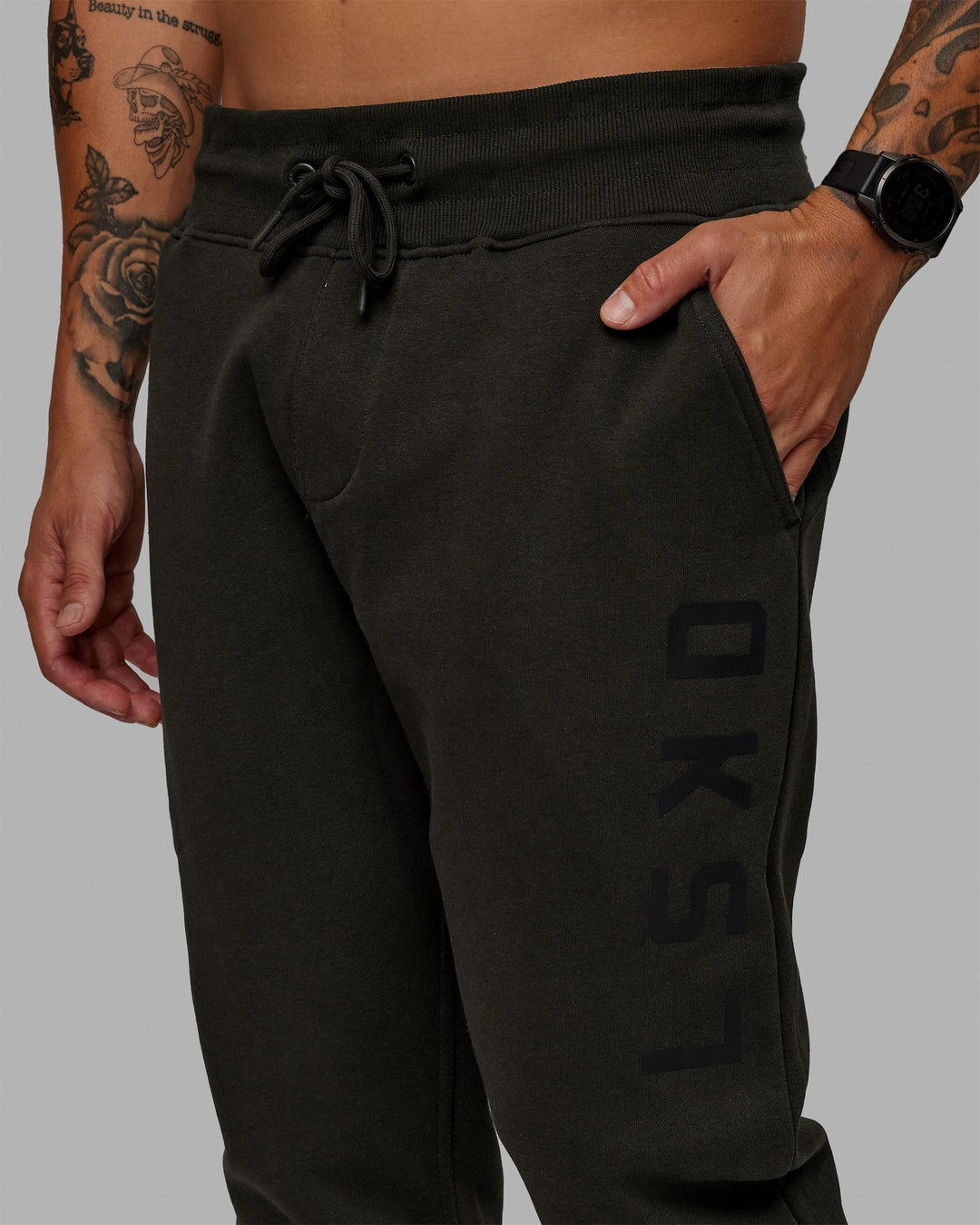 Man wearing Unisex Structure Joggers - Pirate Black-Black