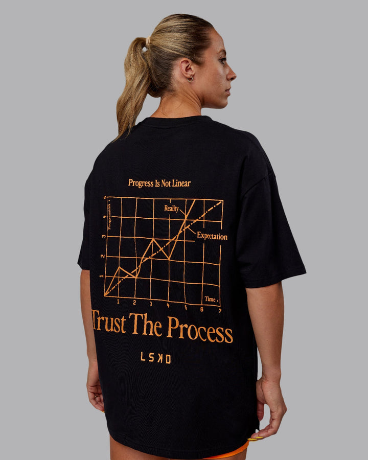 Unisex Trust The Process 2.0 FLXCotton Tee Oversize - Black-Vibrant Orange
