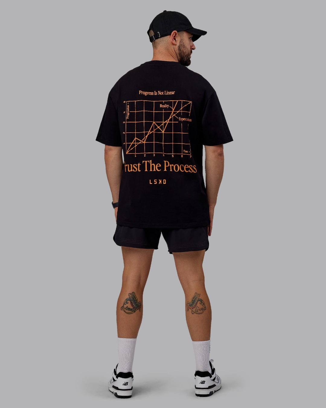 Unisex Trust The Process 2.0 FLXCotton Tee Oversize - Black-Vibrant Orange