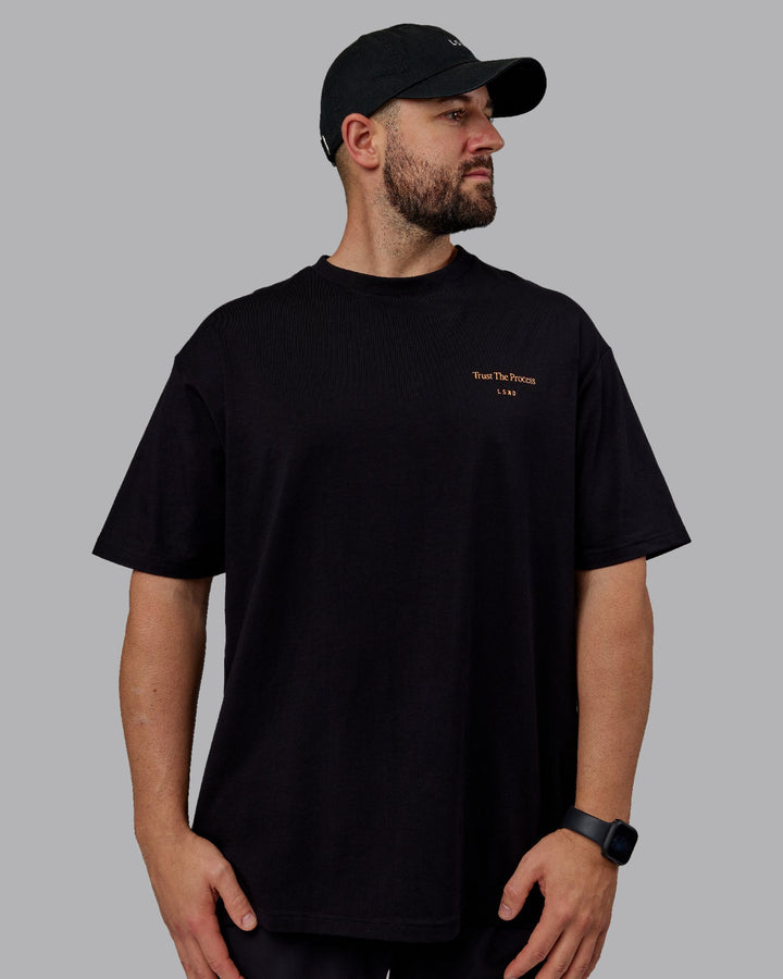 Unisex Trust The Process 2.0 FLXCotton Tee Oversize - Black-Vibrant Orange
