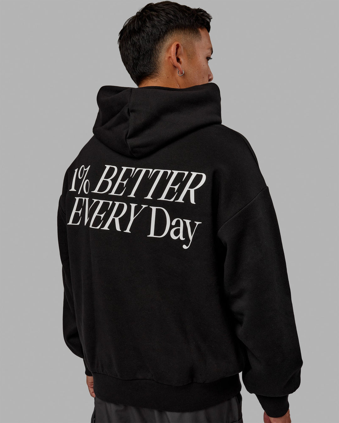 Man wearing Unisex VS6 Hoodie Oversize - Black-White