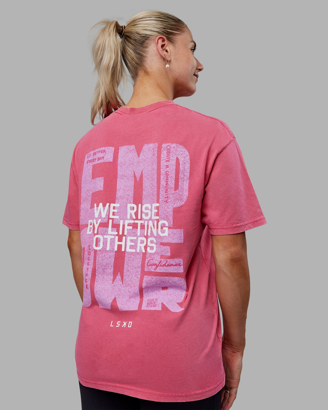 Unisex Washed Empower Tee Oversize - Berry Pink-Pastel Orchid