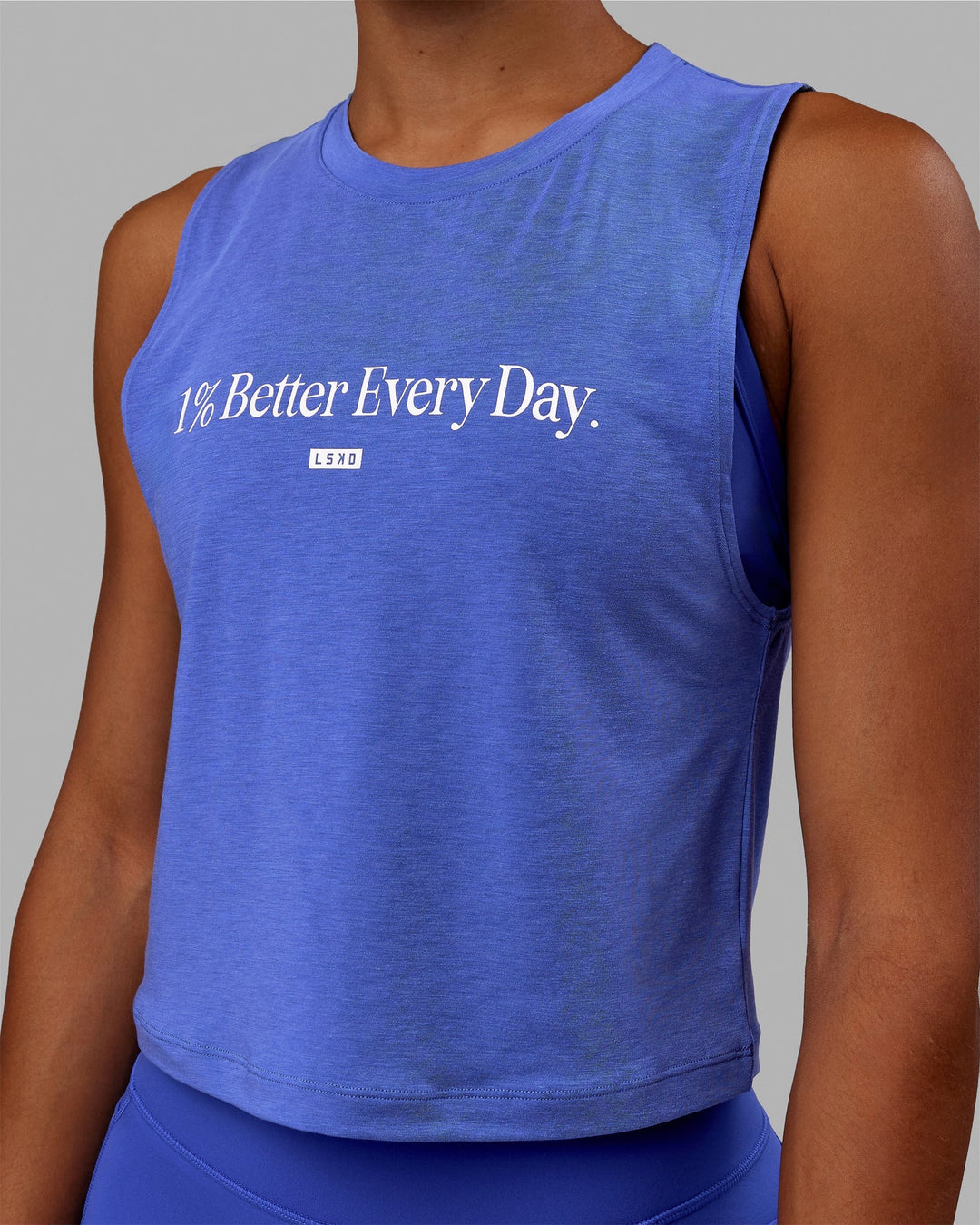 Vital 1% Better Cropped Training Tank - Power Cobalt-White