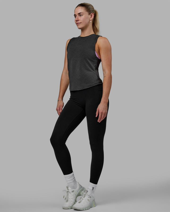 Woman wearing Vital Training Tank - Charcoal Marl
