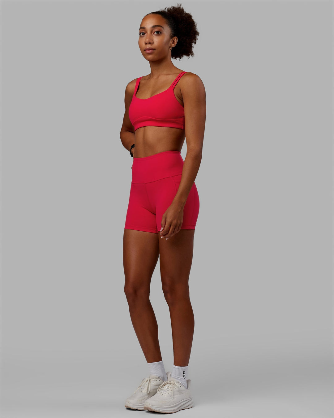 Woman wearing Vogue Sports Bra - Scarlet