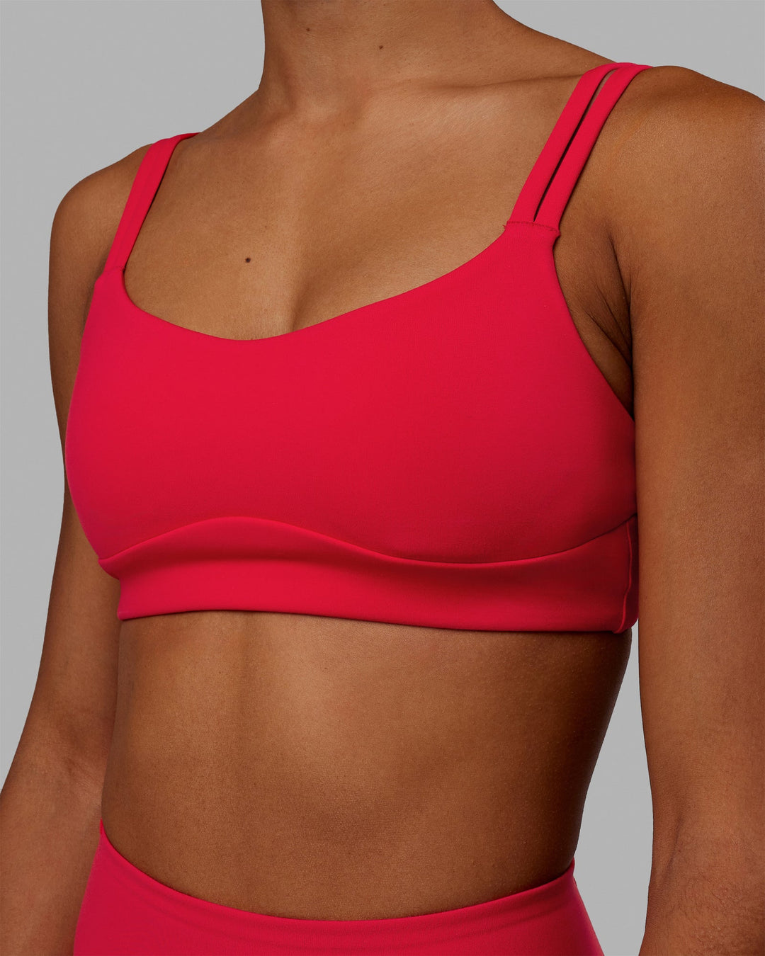 Woman wearing Vogue Sports Bra - Scarlet