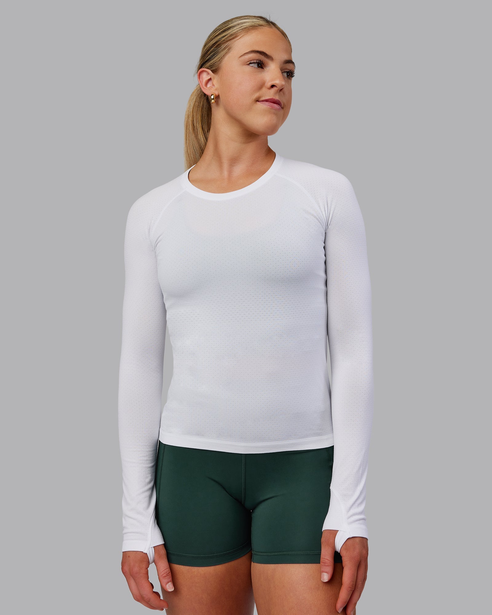 Womens AeroFLX+ Seamless Long Sleeve Tee - White | LSKD – LSKD US