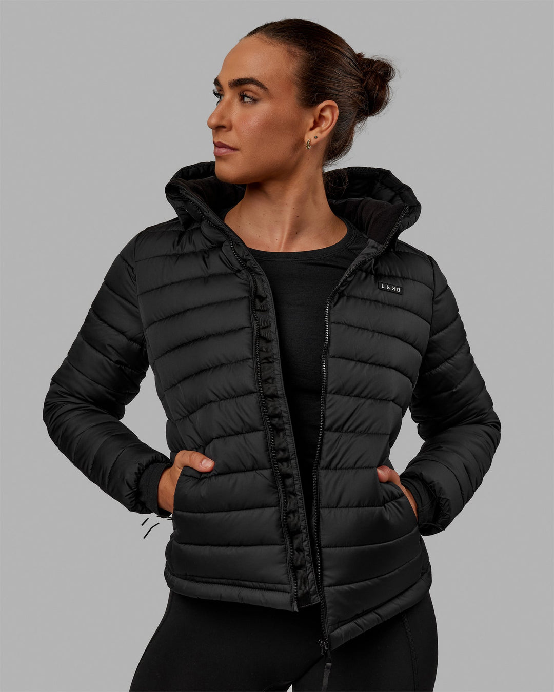 Woman wearing All Day Puffer Jacket - Black