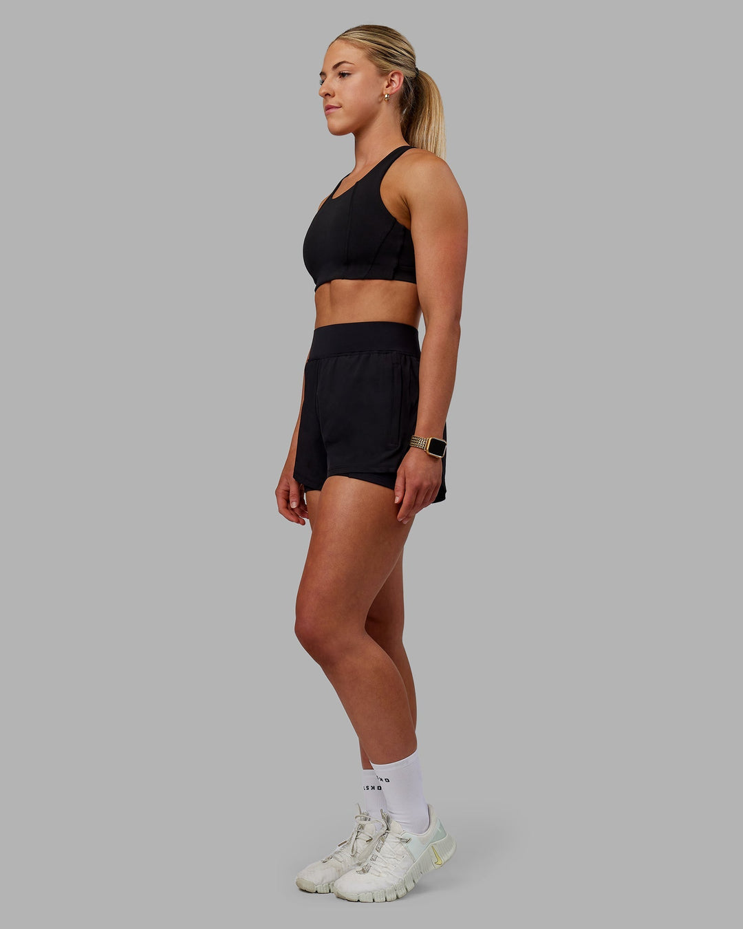 Woman wearing Challenger 3&quot; Lined Performance Shorts - Black