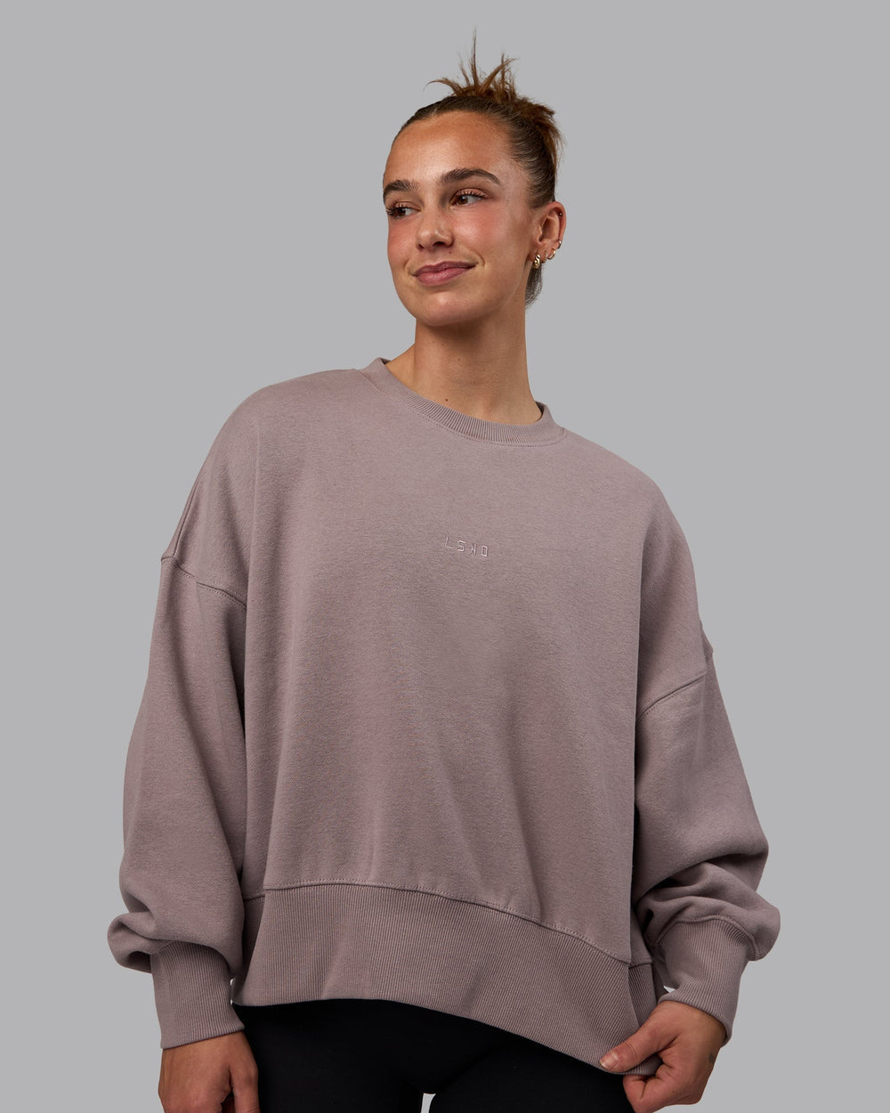 Woman wearing MVP Oversized Sweater - Greyish Purple