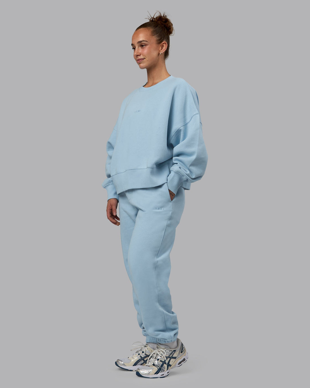 Woman wearing MVP Joggers - Glacial Blue